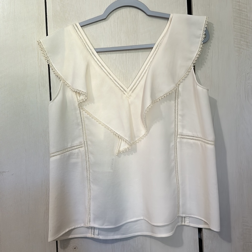 Sezane White Ruffle Sleeve Blouse NWT - Picture 5 of 10